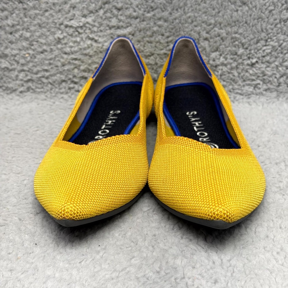 Rothy's The Point Womens Size 11 Slip On Ballet Flats Shoes Marigold Yellow Knit - Picture 2 of 9